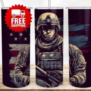 Patriotic 20 oz Tumbler: Premium Quality Gift for Veterans and Coffee Lovers