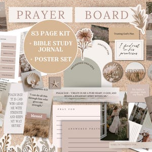 Complete Prayer Board Kit Bible Study Vision Board Christian Faith Journal Digital Download Spiritual Growth Planner Printable Scripture Set