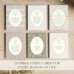 120 Cartões de Versículos Bíblicos NIV Cartões de Escritura Cottagecore para Impressão Decoração Cristã Moderna de Fazenda Presente Estético Baseado na Fé Download Digital