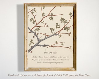 Vintage Botanical Bible Verse Print: Christian Scripture Wall Art (Digital Download)
