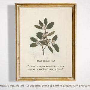 Christian Bible Verse Wall Art Scripture Print Faith-Based Home Decor Vintage Botanical Artwork Sage Green Aesthetic Christian Prayer Room