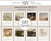 120 Bible Verse Cards Printable Set NIV Scripture Affirmation Deck Prayer Cards PDF Daily Devotional Faith Encouragement Digital Download