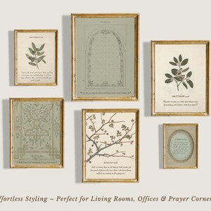 Vintage Christian Wall Art Display – Inspirational scripture art set styled in a modern farmhouse interior, emphasizing faith-based decor with a sophisticated, timeless appeal.