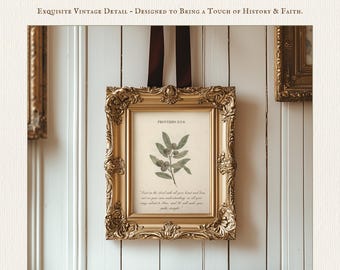 Christliche grüne Wandkunst Sprüche 3: 5-6 Schrift druckbare Vintage Bibel-Vers-Dekor-Botanischer Glaube Kunstwerk-Religion Inspirational Home