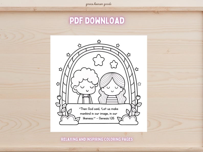 Printable Bible coloring pages featuring uplifting verses from Genesis. Perfect for Christian families, Sunday School, and homeschool.