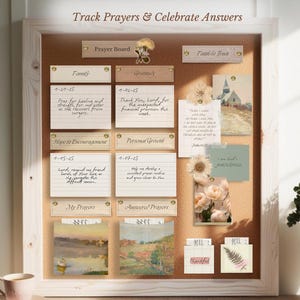 Kit de tableau de prière imprimable, cartes de prière, versets bibliques chrétiens à collage mural, Écriture sur l'étude de la Bible sur la prière, Kit de démarrage pour modèle neutre