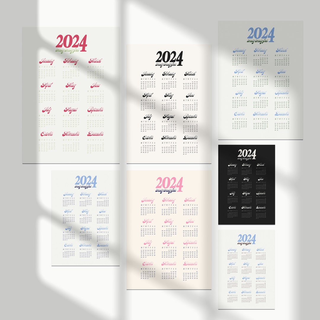 Printable Poster Calendar Year 2024 Fun & Simple Design - Etsy