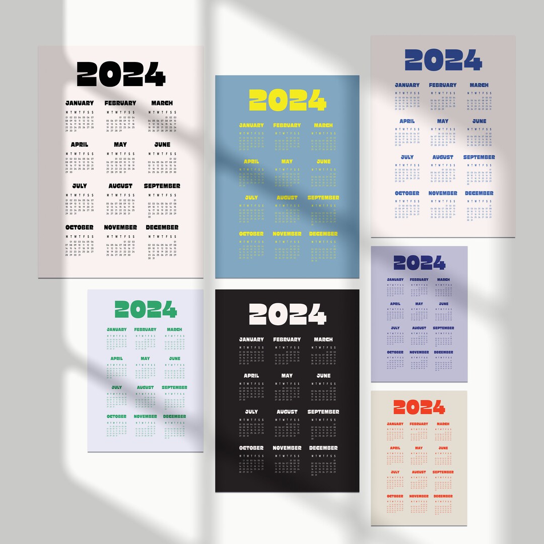 Printable Poster Calendar Year 2024 Fun & Simple Design - Etsy