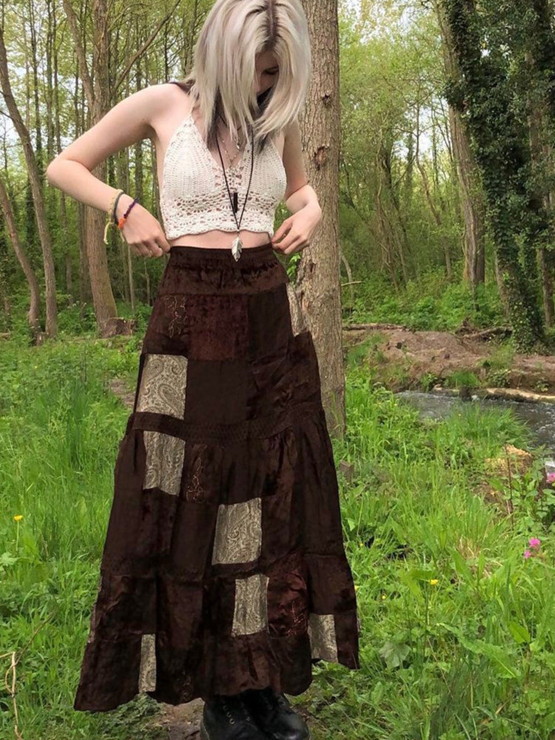 Stylish Y2K Fairycore Maxi Skirt With Grunge Boho Aesthetic - Etsy