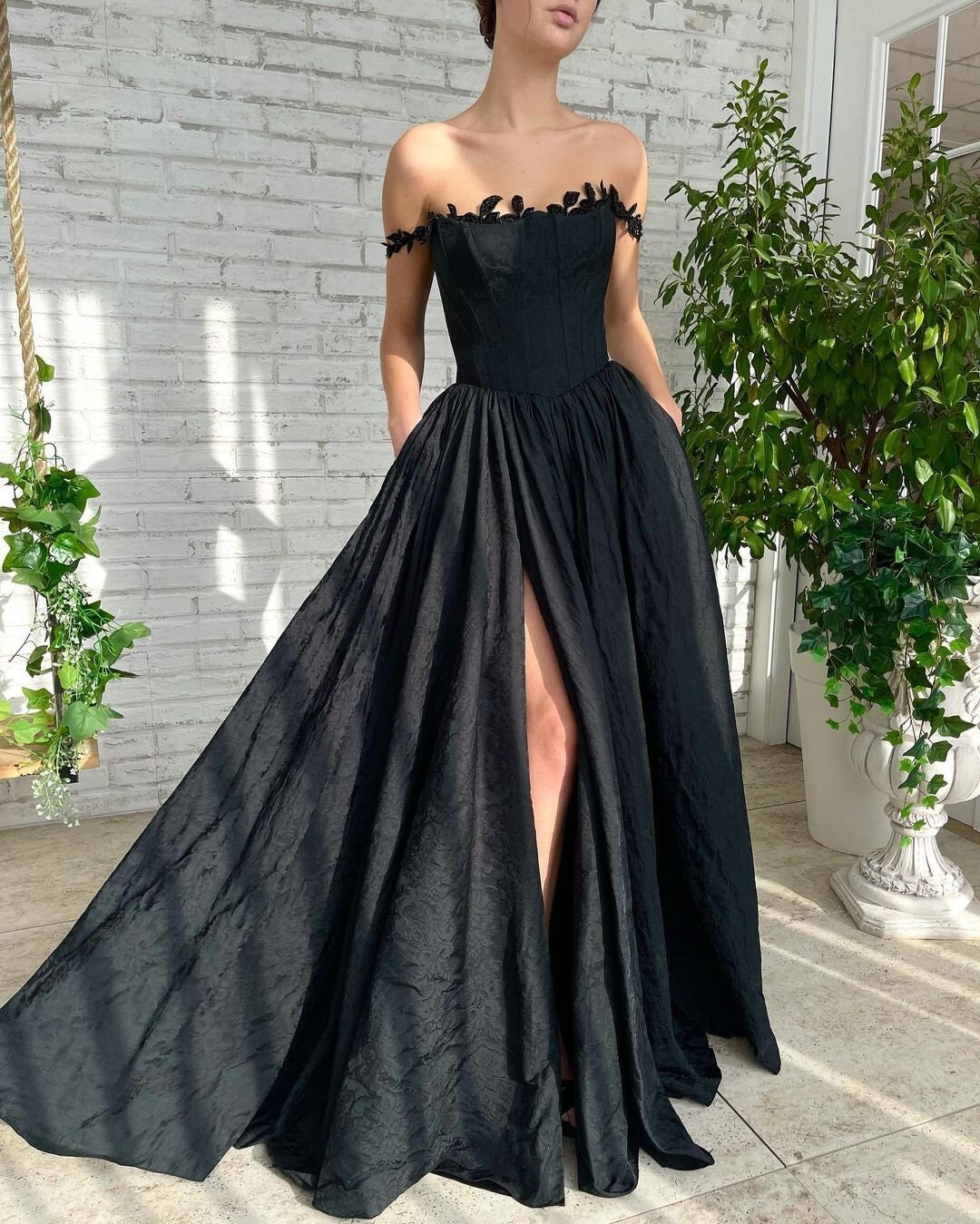 Black Wedding Dress Vintage Dress Black Evening Gown With Etsy