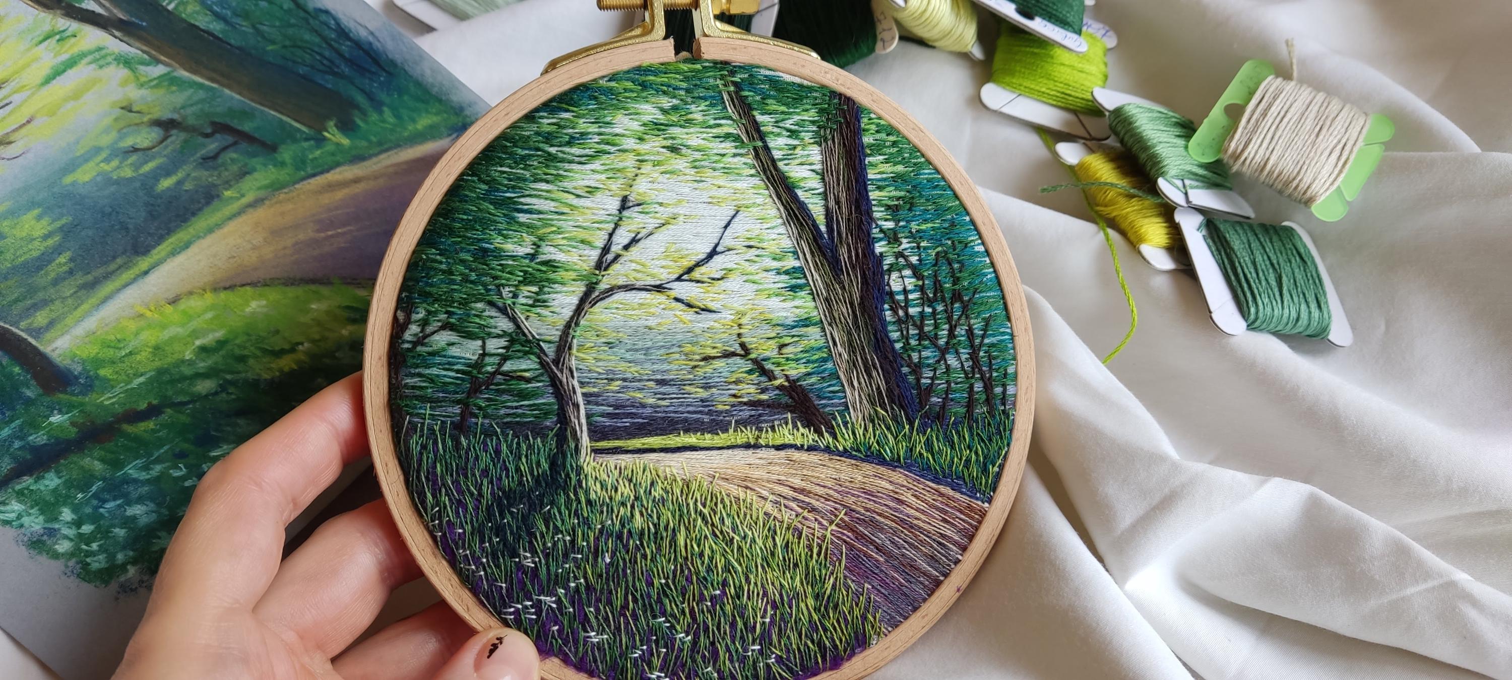 Forest Path - A Walk Through Nature, Landscape Embroidery, Thread ...