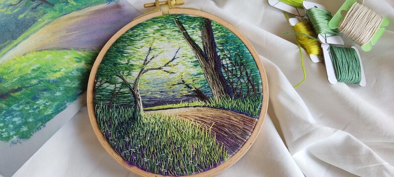 Forest Path - A Walk Through Nature, Landscape Embroidery, Thread ...