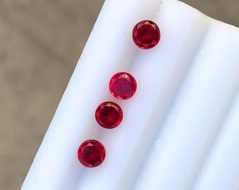 Brillant Cut Lab Ruby Round 4.5 mm Lot Of 4 Piece Loose Melee Size Vivid Red Ruby Loose Gemstone For Jewelry Makings
