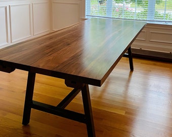 Modern Kitchen And Dining Table, Custom Amish Made Modern Farmhouse Tables, Thick Tops, Handcrafted Tables