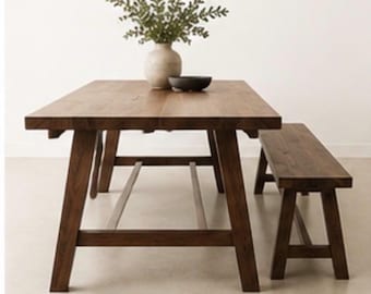 Amish Made Black Walnut Farmhouse Table: Custom Kitchen & Dining
