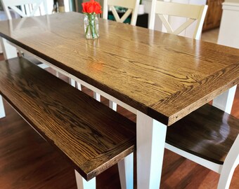 Amish Handcrafted Solid Oak Dining Table: Modern Farmhouse Kitchen
