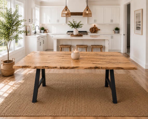 Live Edge Maple Dining Table: Wormy Ambrosia, Amish Handcrafted - Etsy