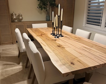 Amish Handcrafted Live Edge Dining Table: Metal Base, Lancaster PA