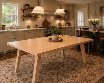 Custom Amish Dining Table | Handmade Solid Hardwood Kitchen Table | Modern Farmhouse Furniture | Made to Order | Walnut, Oak or Maple