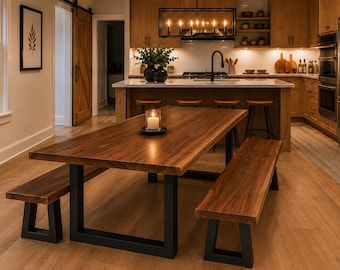 Handcrafted Black Walnut Live Edge Table: Amish Made, Custom Sizes