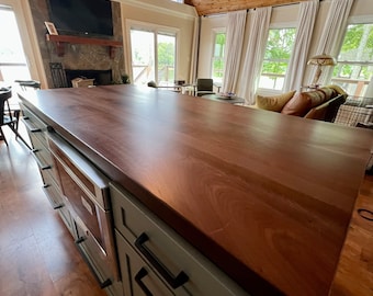 Live Edge Black Walnut Butcher Block Kitchen Island Tops, Custom Made Wood Island Or Bar Tops, Made To Order