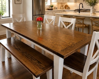 Amish Crafted Farmhouse Dining Tables With Turned Or Tapered Style Legs | Solid Wood Tops | Made To Order