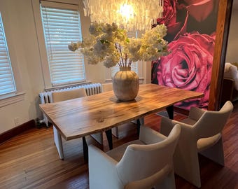 Custom Live Edge Ambrosia Maple Dining Table: Amish Handcrafted Solid Wood
