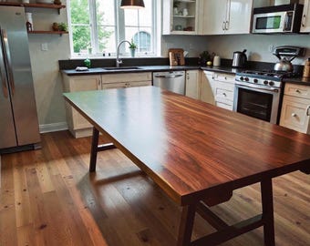 Amish Handcrafted Black Walnut Dining Table: Modern Farmhouse Style