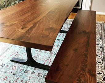 Amish Crafted Live Edge Black Walnut Dining Table with Metal Legs