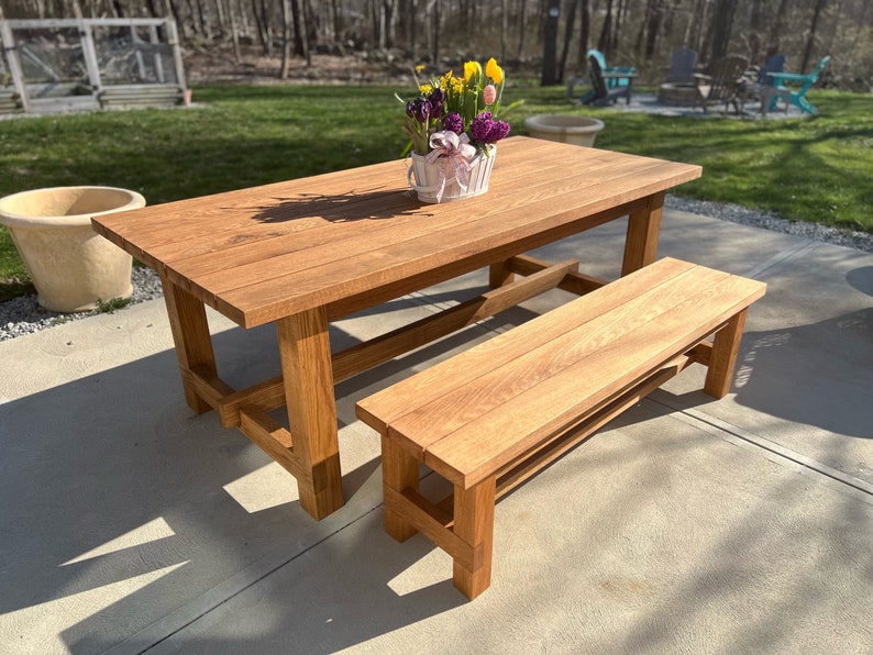 Outdoor Picnic Style Table Custom Made Amish Made Table High Etsy