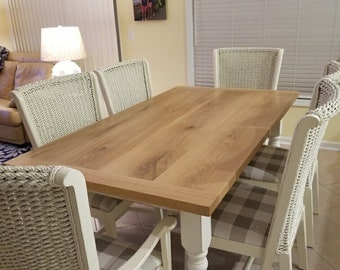 Amish Made Farmhouse Dining And Kitchen Tables, Turned Legs, Thick Solid Wood Tops, Oak, Maple Or Cherry Tops