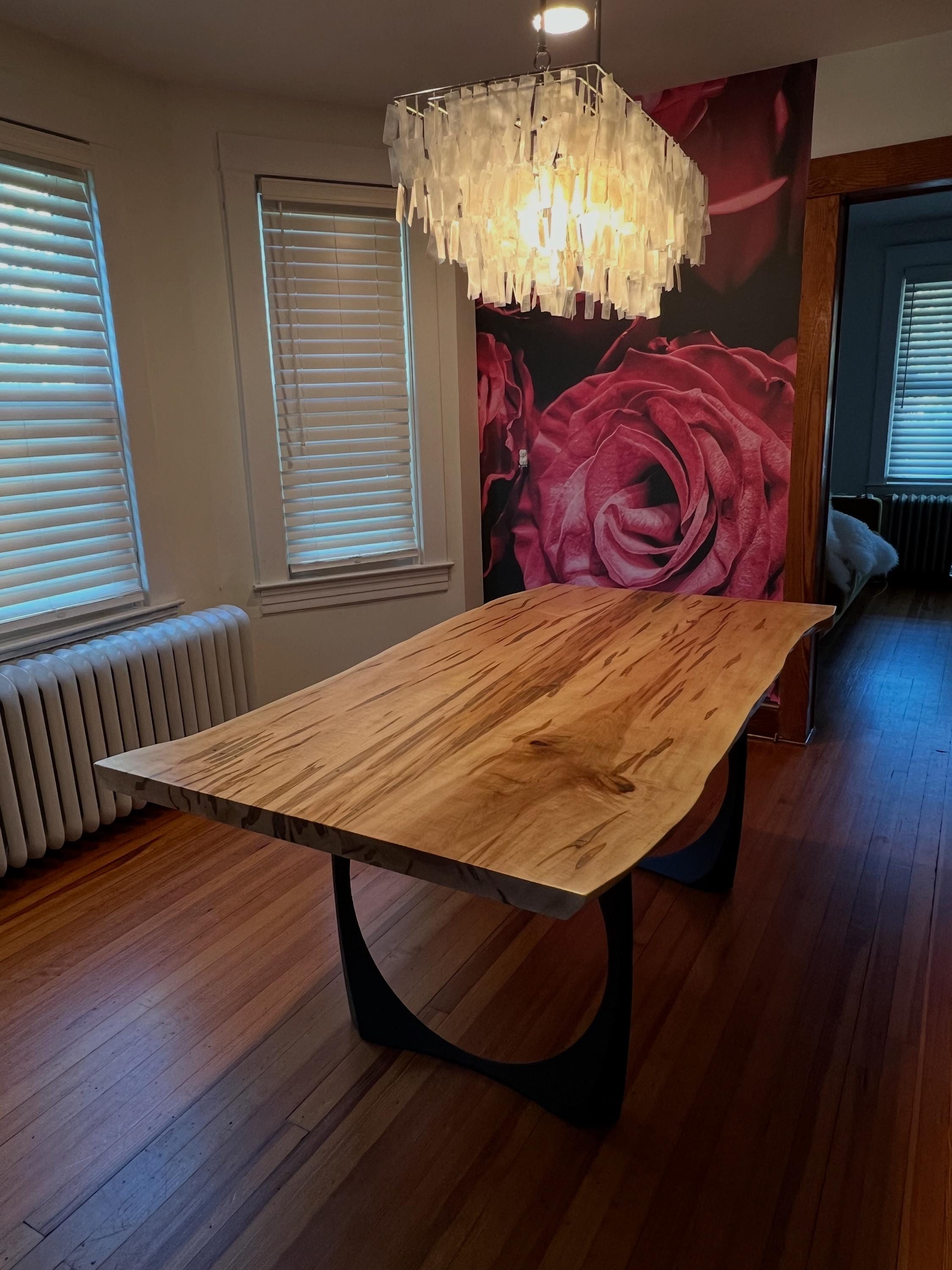 Amish Crafted Wormy Maple Live Edge Dining Table: Metal Base - Etsy