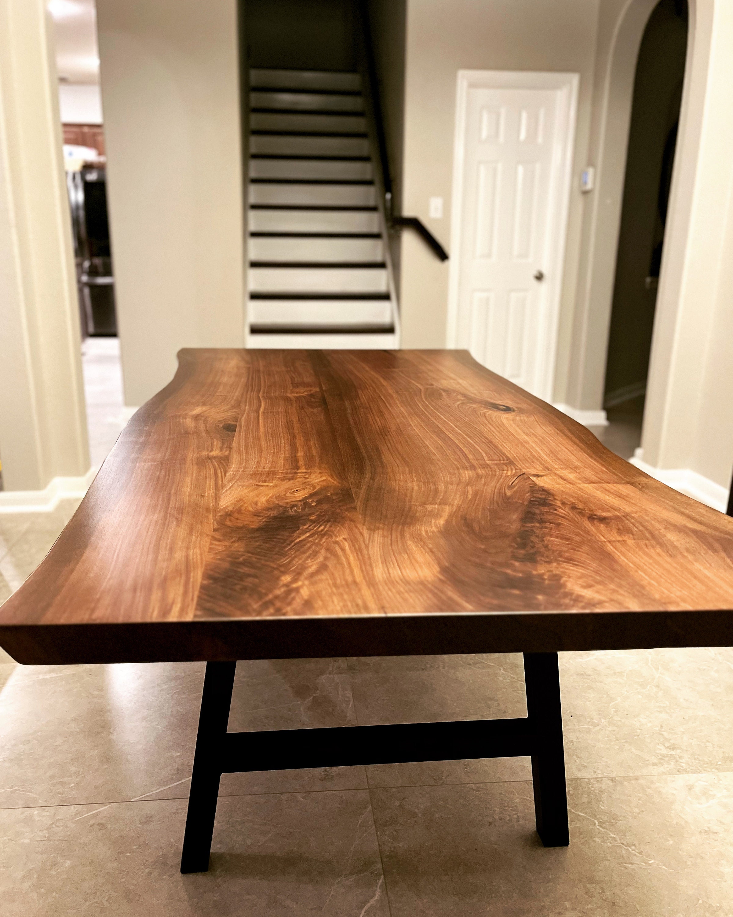 Amish Made Live Edge Black Walnut Dining Table | Hand Crafted Solid Wood | Free Shipping