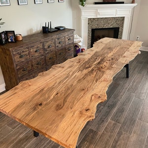 Live Edge Maple Dining Table | Wormy Ambrosia | Amish Handcrafted Made In Lancaster County, PA | Custom Made Sizes With Free Delivery