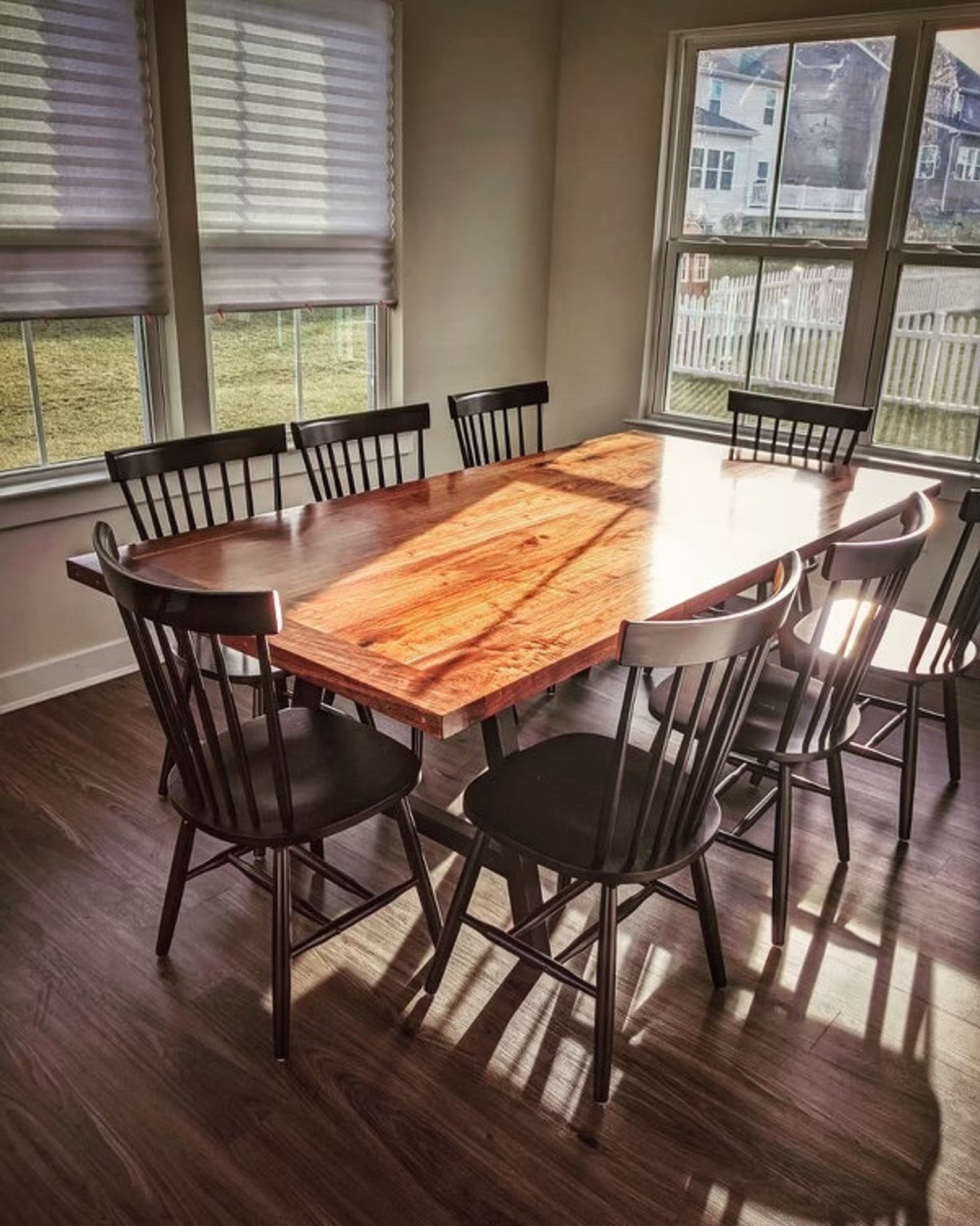 Modern Black Walnut Dining Table Amish Made Custom Metal Etsy