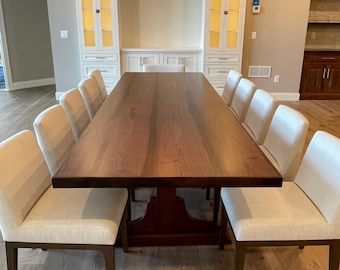 Modern Black Walnut Dining Table: Amish Handcrafted Solid Hardwood
