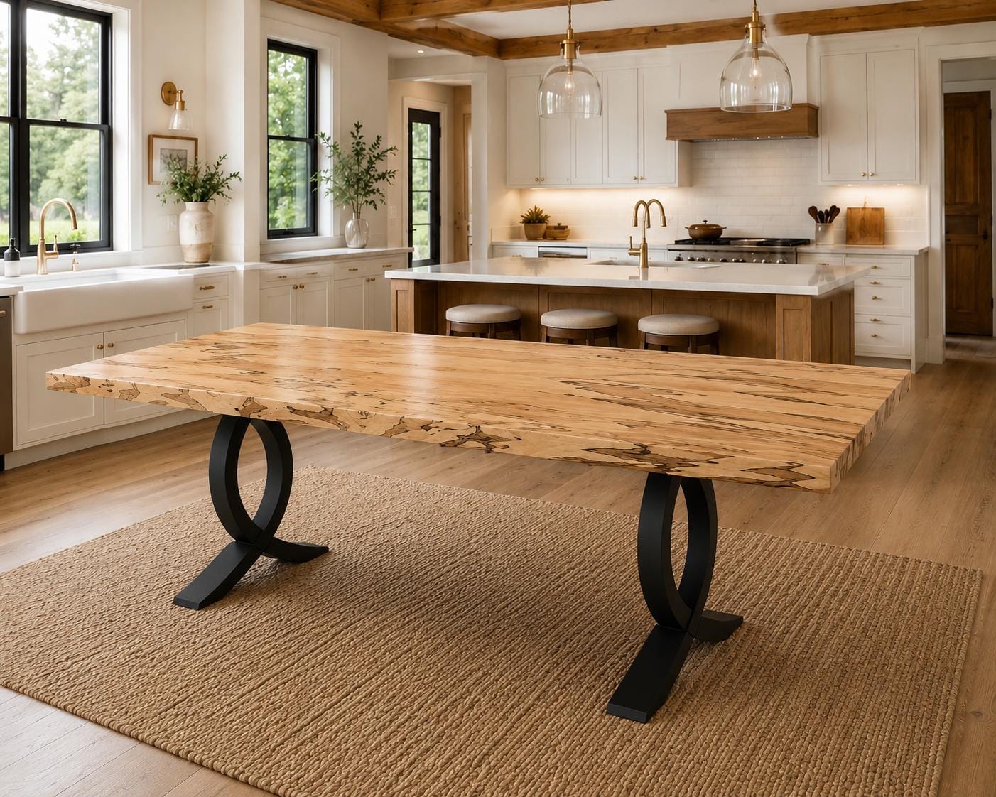 Amish Handcrafted Wormy Maple Live Edge Table: Metal Base - Etsy