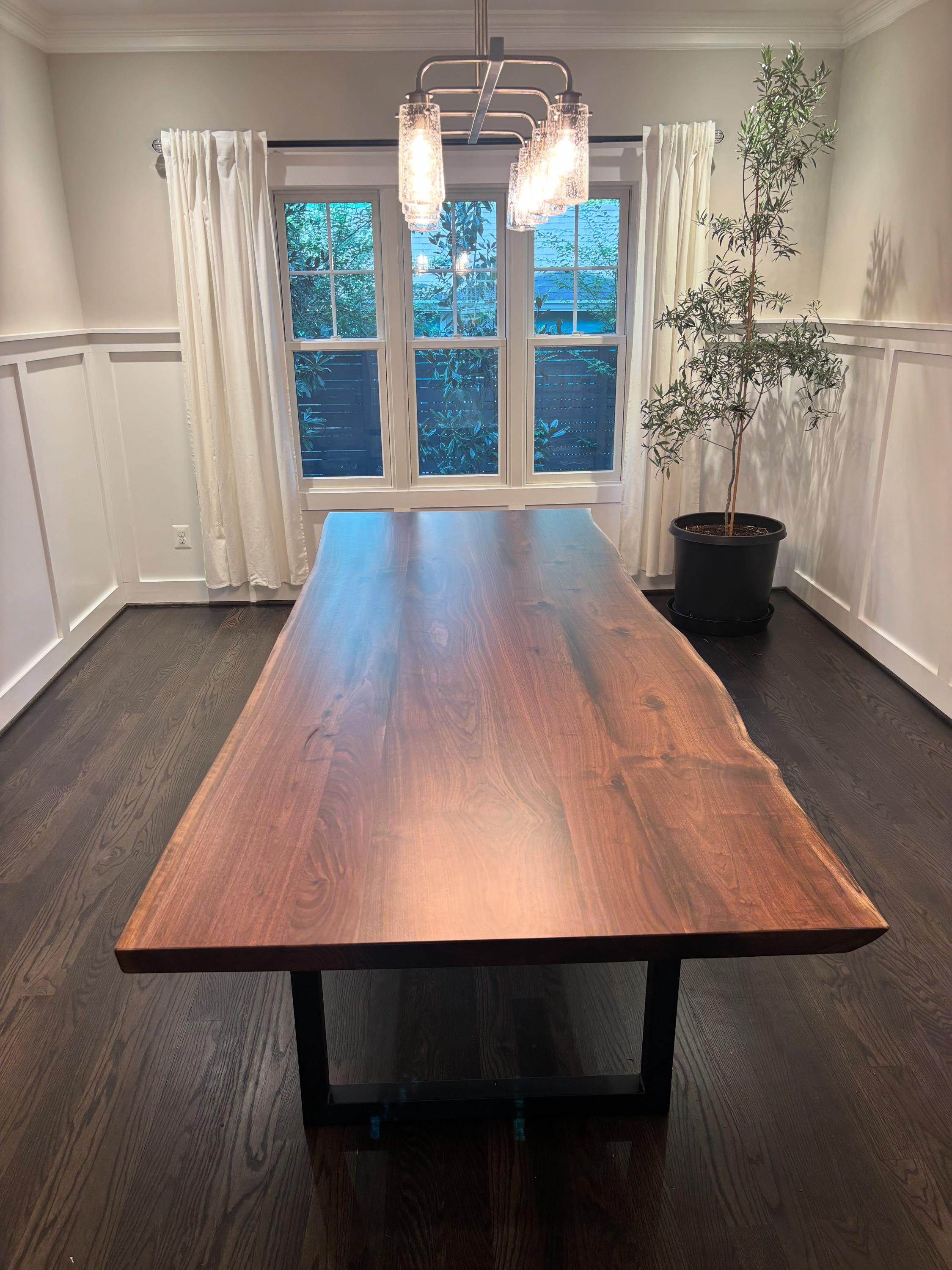 Amish Crafted Black Walnut Dining Table | Handmade Solid Wood For Modern Farmhouse And Rustic Dining Room And Kitchen| Custom Made