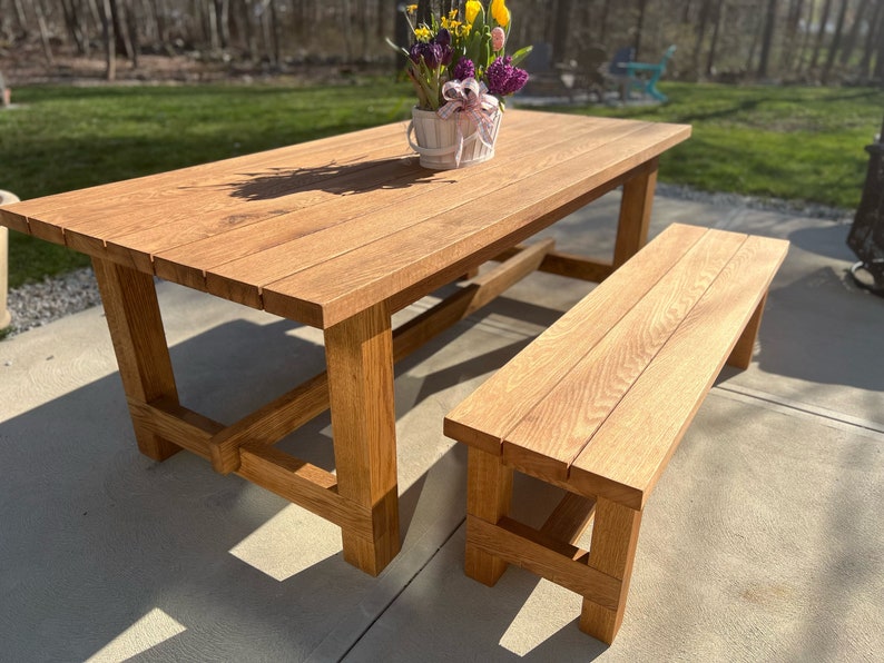 Outdoor Picnic Style Table Custom Made Amish Made Table High Etsy