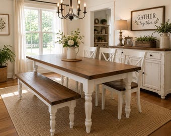 Amish Handcrafted Wood Dining Table | Farmhouse Kitchen Table