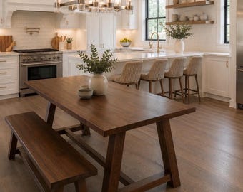 The "Denver" Amish Handcrafted Walnut Dining Table | Modern Farmhouse Kitchen