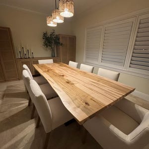 Amish Crafted Live Edge Maple Dining Table: Custom Metal Legs