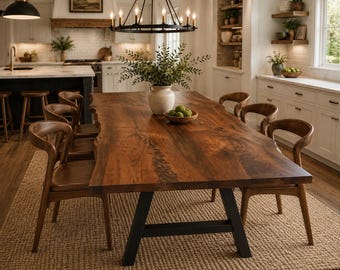 Amish Made Live Edge Black Walnut Dining Table: Hand Crafted Solid Wood