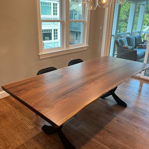 Amish Made Quality Black Walnut Live Edge Table, Handmade Furniture, Custom Made Dining Table, Modern Black Walnut Kitchen Table