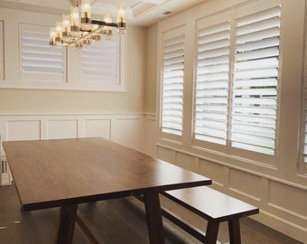 Custom Amish Crafted Black Walnut Dining Tables, Modern A Frame Trestle Tables Built To Order