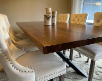 Handcrafted Black Walnut Dining Table: Amish Made, Live Edge Option