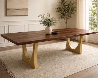 Modern Black Walnut Dining Table: Amish Handcrafted Solid Hardwood