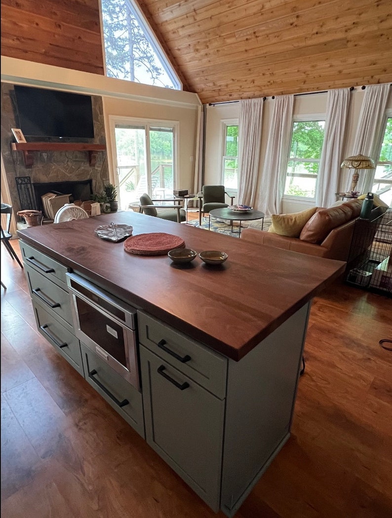 Live Edge Black Walnut Butcher Block Kitchen Island Tops Etsy