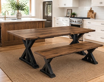 Amish Made Reclaimed Oak Farmhouse Dining Table - Custom Sizes
