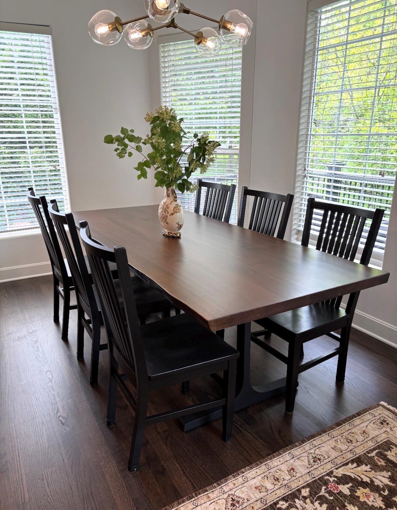 Amish Made Live Edge Black Walnut Dining Table: Hand Crafted Solid Wood - X Frame, 72"x30"